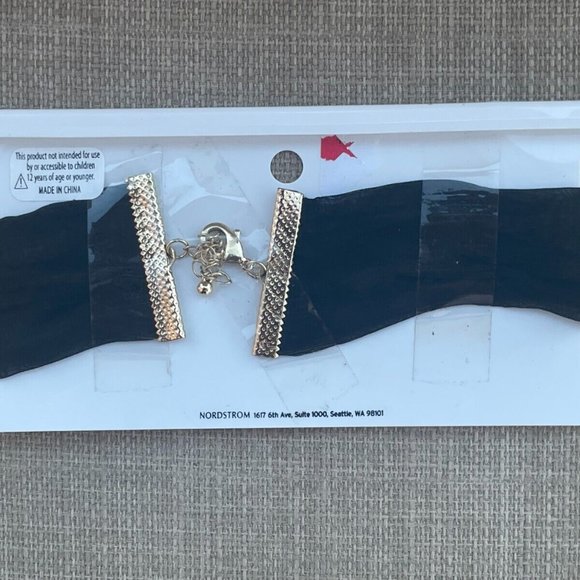 Nordstrom BP Women Choker Necklace Jewelry Black Net Wide Choker New - Picture 7 of 10